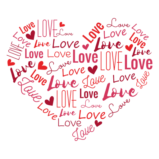 Pegatina de corazón con inscripción de amor Diseño PNG