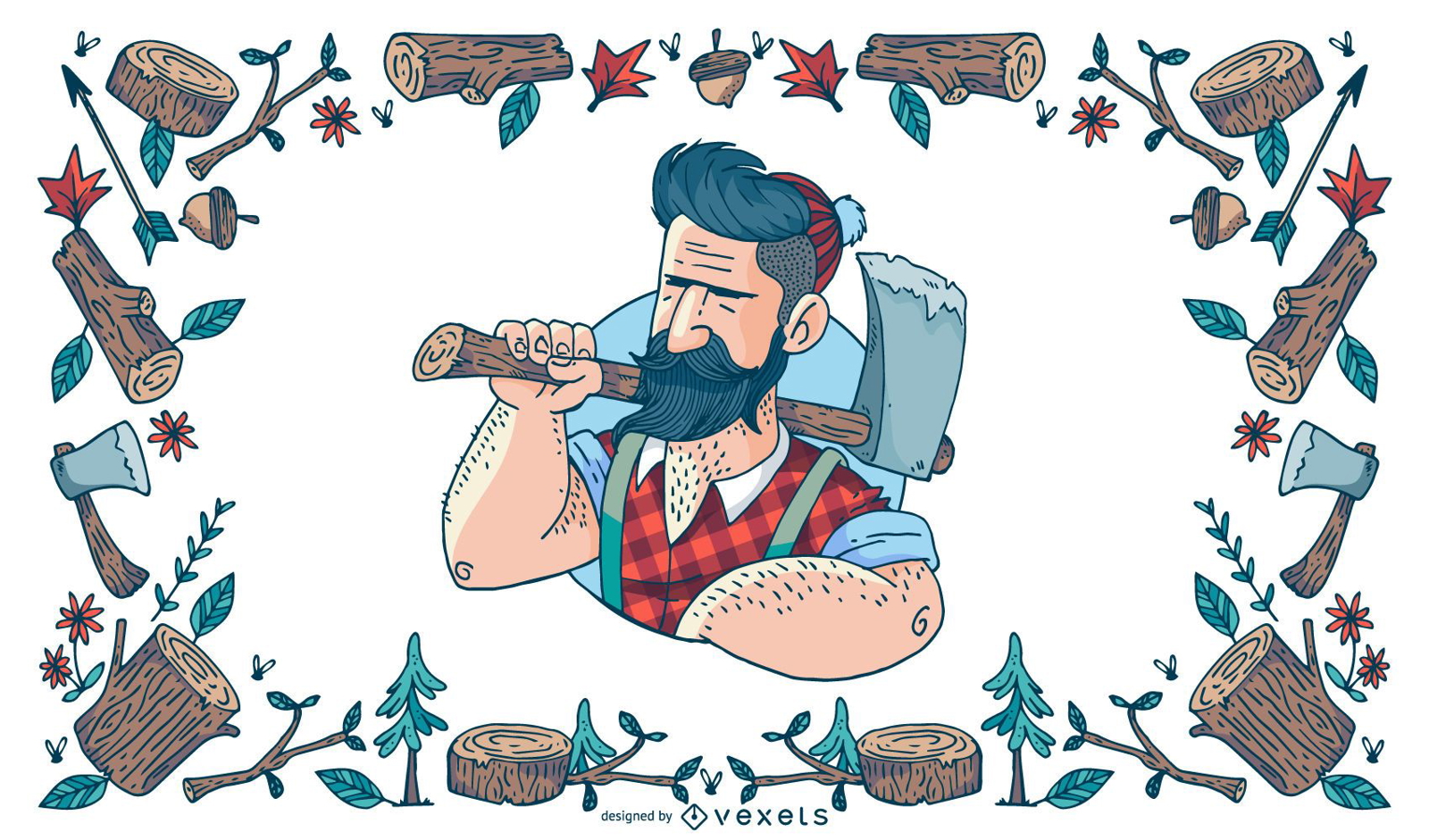 Ilustración de leñador hipster