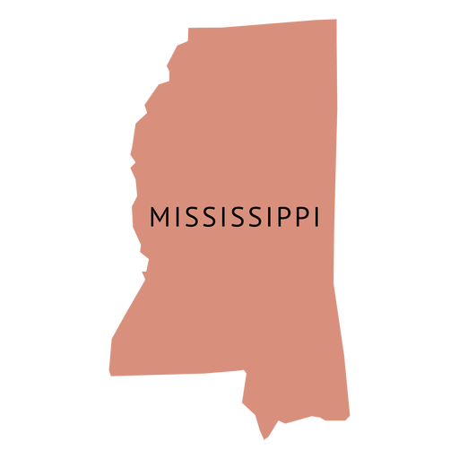 Mapa llano del estado de Mississippi Diseño PNG