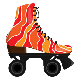 Red wavy roller skate shoe