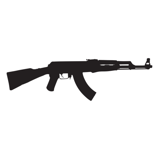 Ak47 assault rifle grey silhouette PNG Design