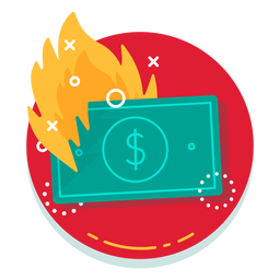 Icono de tasa de quemado de billete de un dólar Diseño PNG
