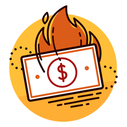 Ícone de queima de notas de dólar Desenho PNG