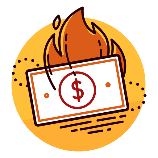 Dollar bill burning icon PNG Design