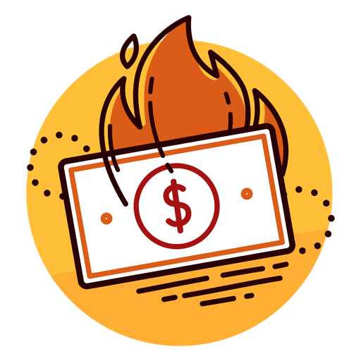 Ícone de queima de notas de dólar Desenho PNG