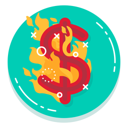 Ícone de taxa de queima de dólares Desenho PNG