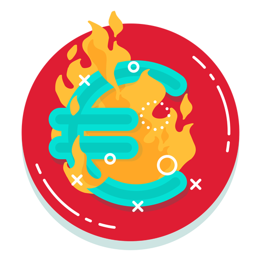 Icono de tasa de quema de euros Diseño PNG