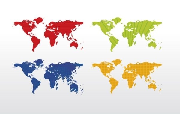 Weltkarte (4 Farben)