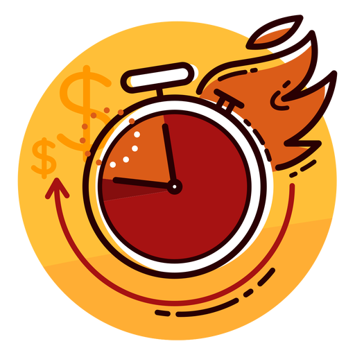 Money burn rate clock icon PNG Design