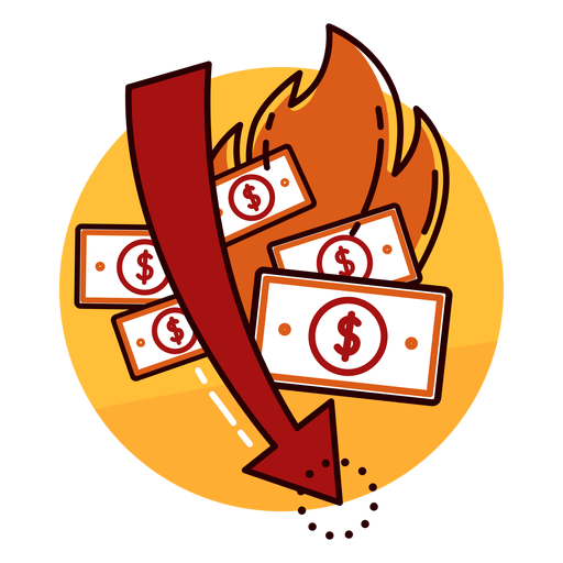 Icono de tasa de quema de dinero Diseño PNG