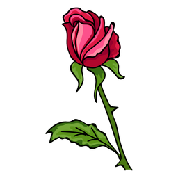 Icono de pintura de agua de capullo de rosa Diseño PNG