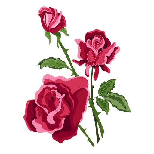 Design PNG E SVG De Ícone De Três Flores Rosas Para Camisetas