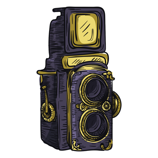 Twin lens camera sketch icon PNG Design