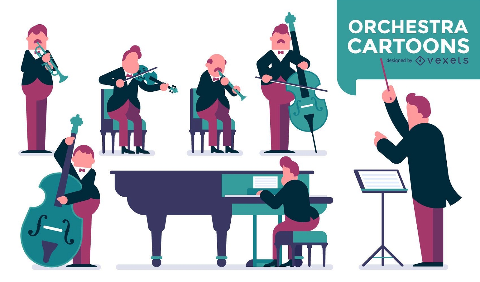 Ilustración de orquesta de música clásica