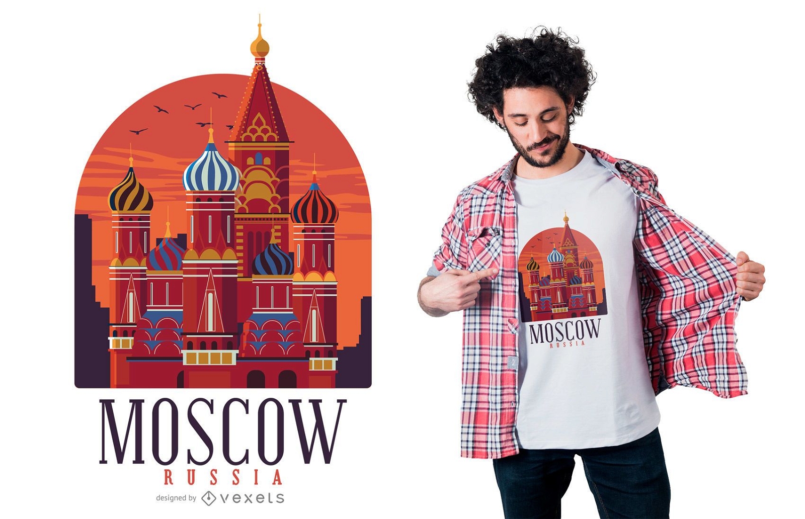 Moscow landmarks t-shirt design