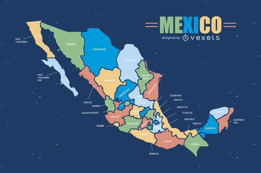 Mapa colorido do México Mapa colorido do México