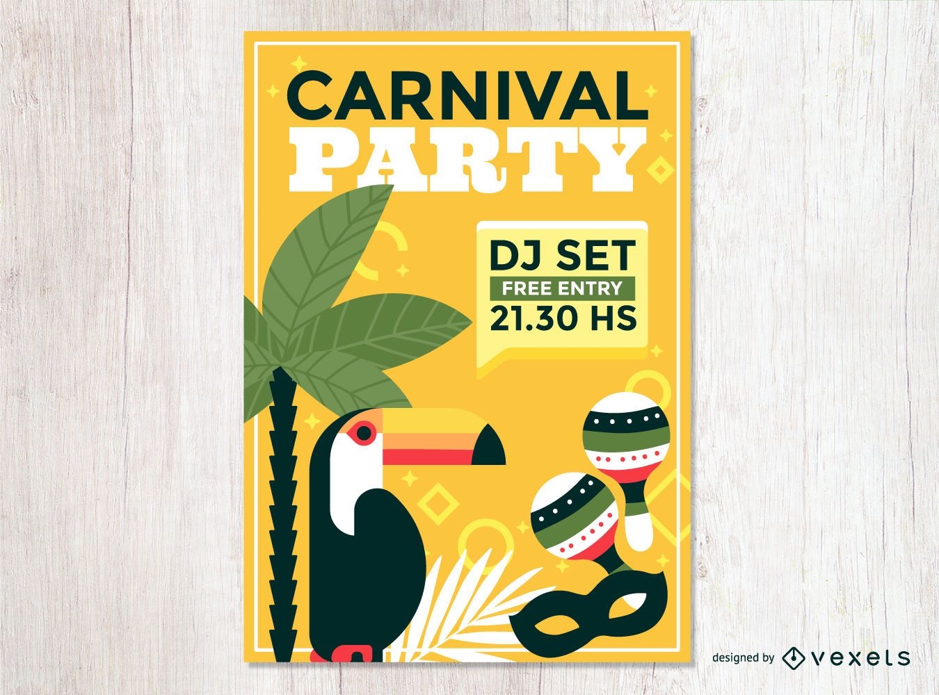 Design de cartaz de festa de carnaval