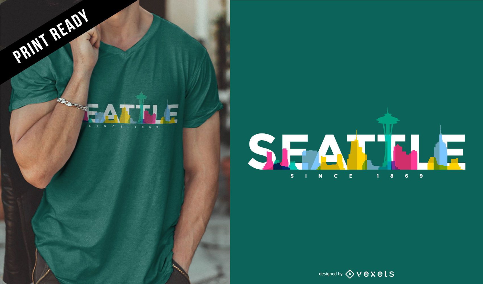 Diseño de camiseta Seattle Skyline