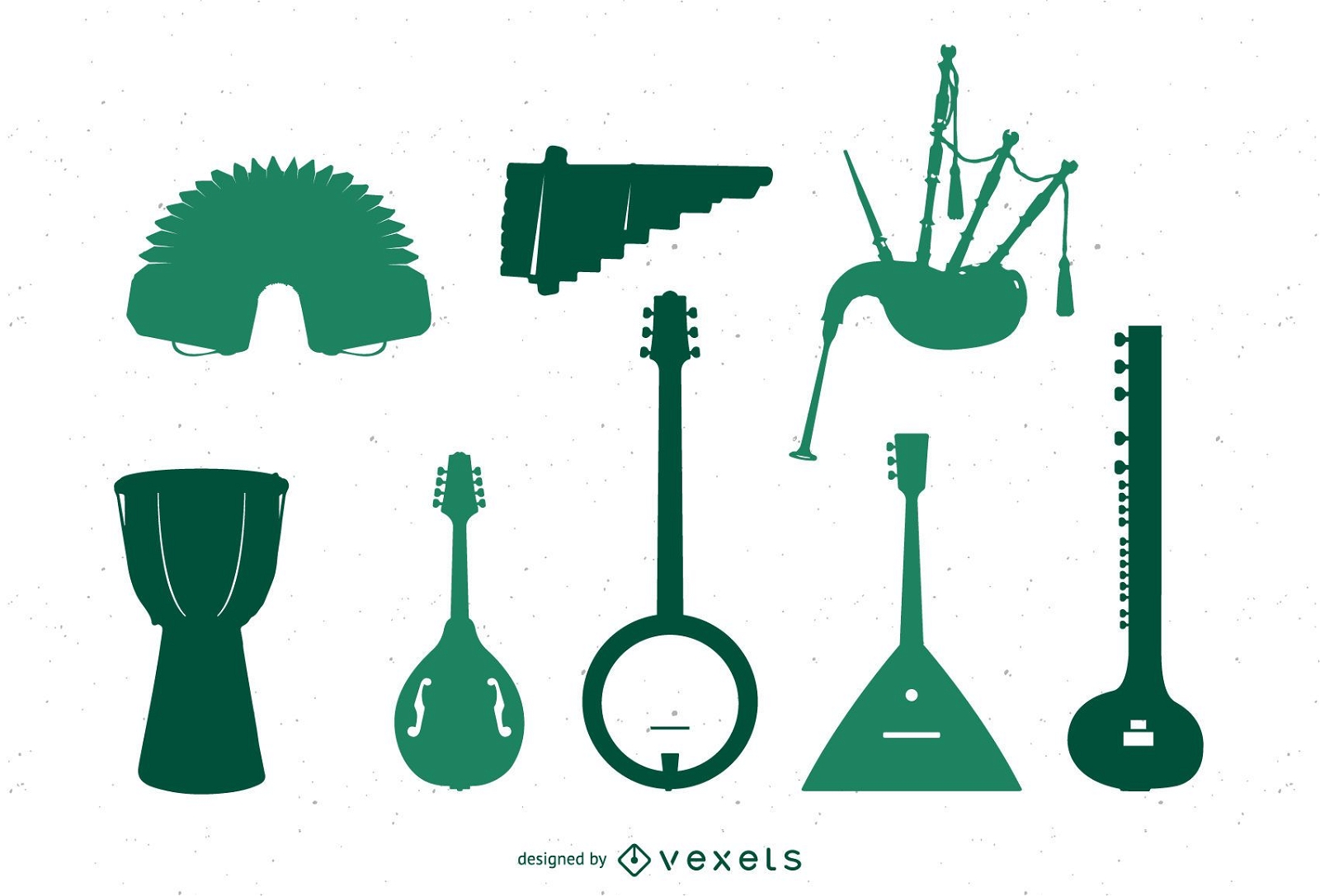 Varios instrumentos musicales del mundo.