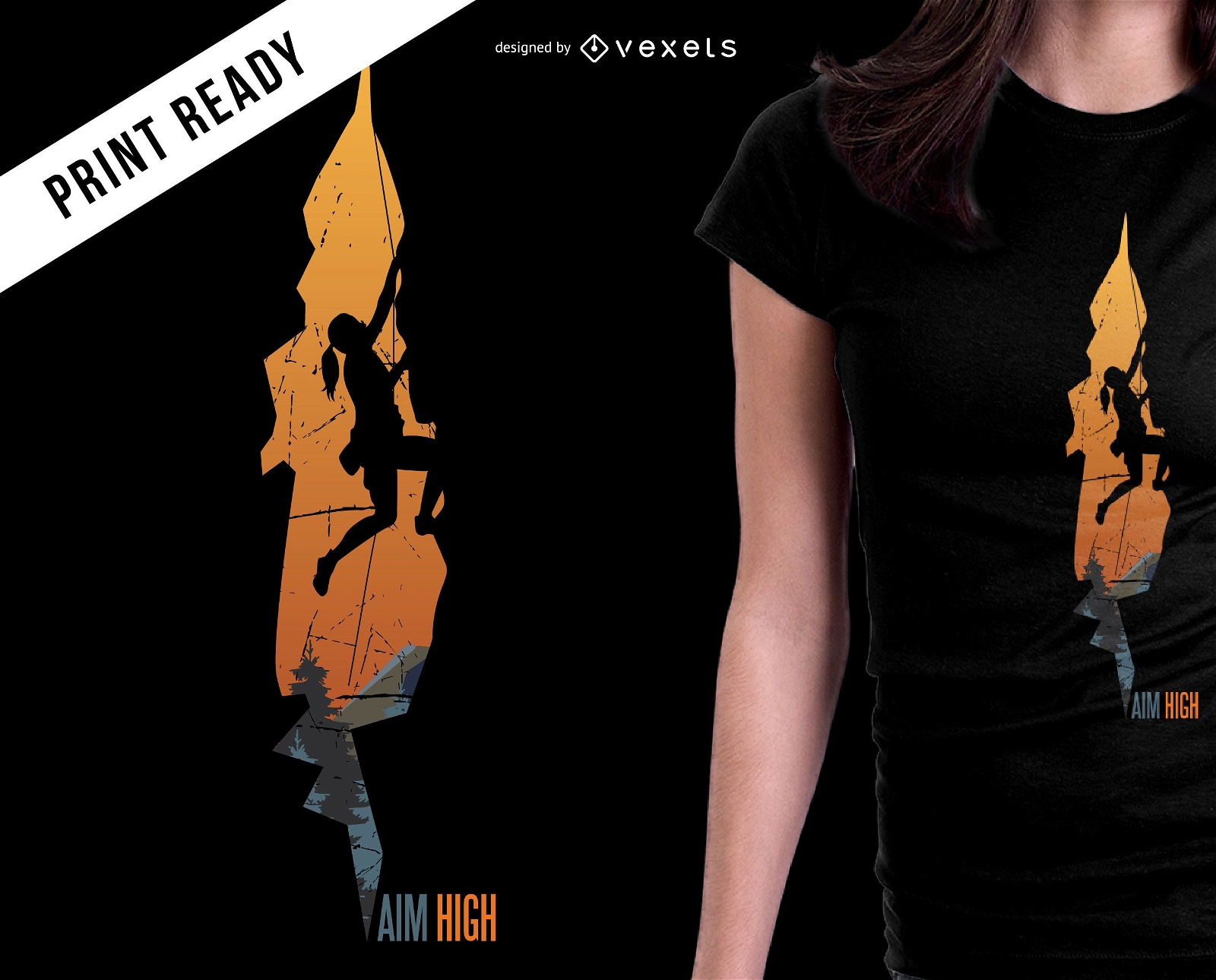 Aim high mountain t-shirt design