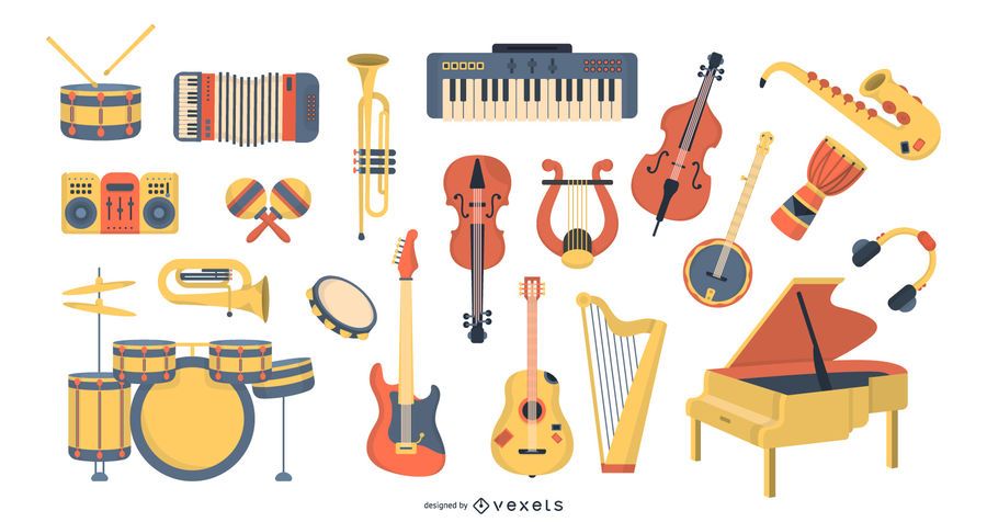 Flat Music Instruments Collection Flat Music Instruments Collection