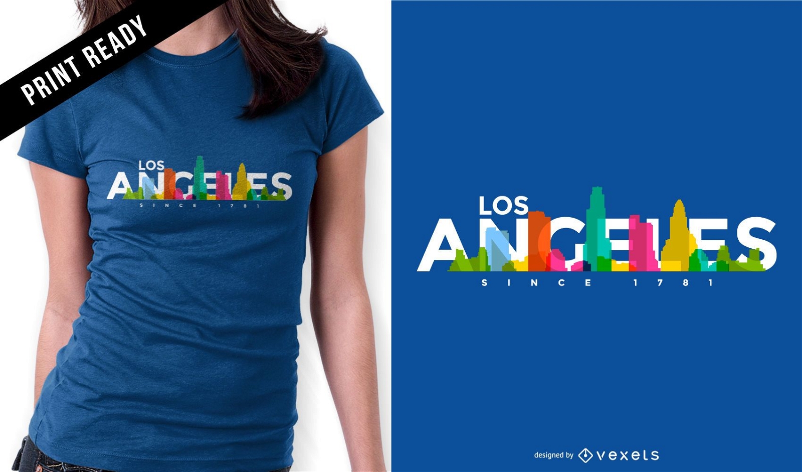 Design de camisetas com o horizonte de Los Angeles