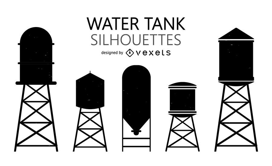 Siluetas de tanques de agua. Siluetas de tanques de agua.