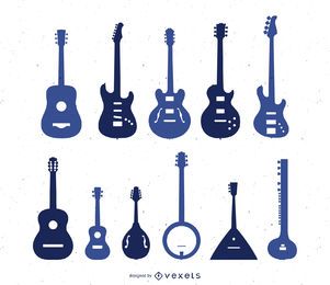 Silhouettensatz von Gitarrentypen