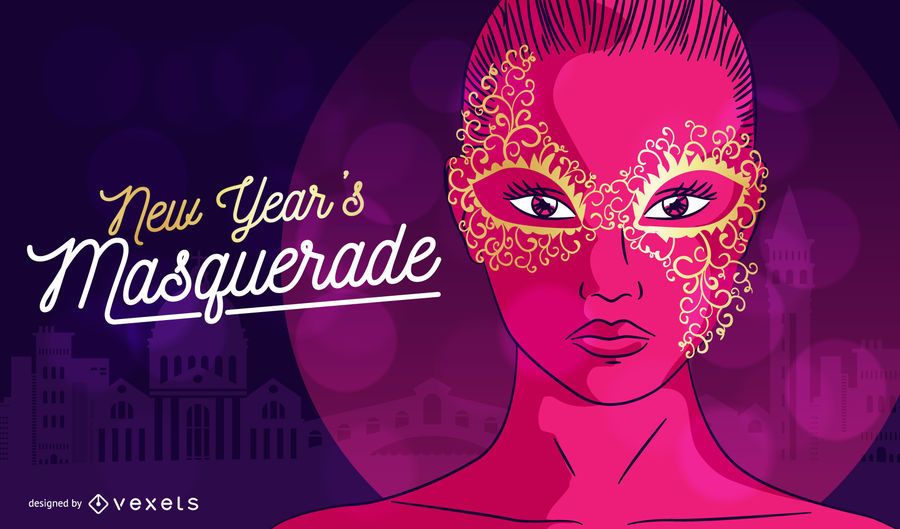 Mujer ilustrada con máscara de carnaval. Mujer ilustrada con máscara de carnaval.