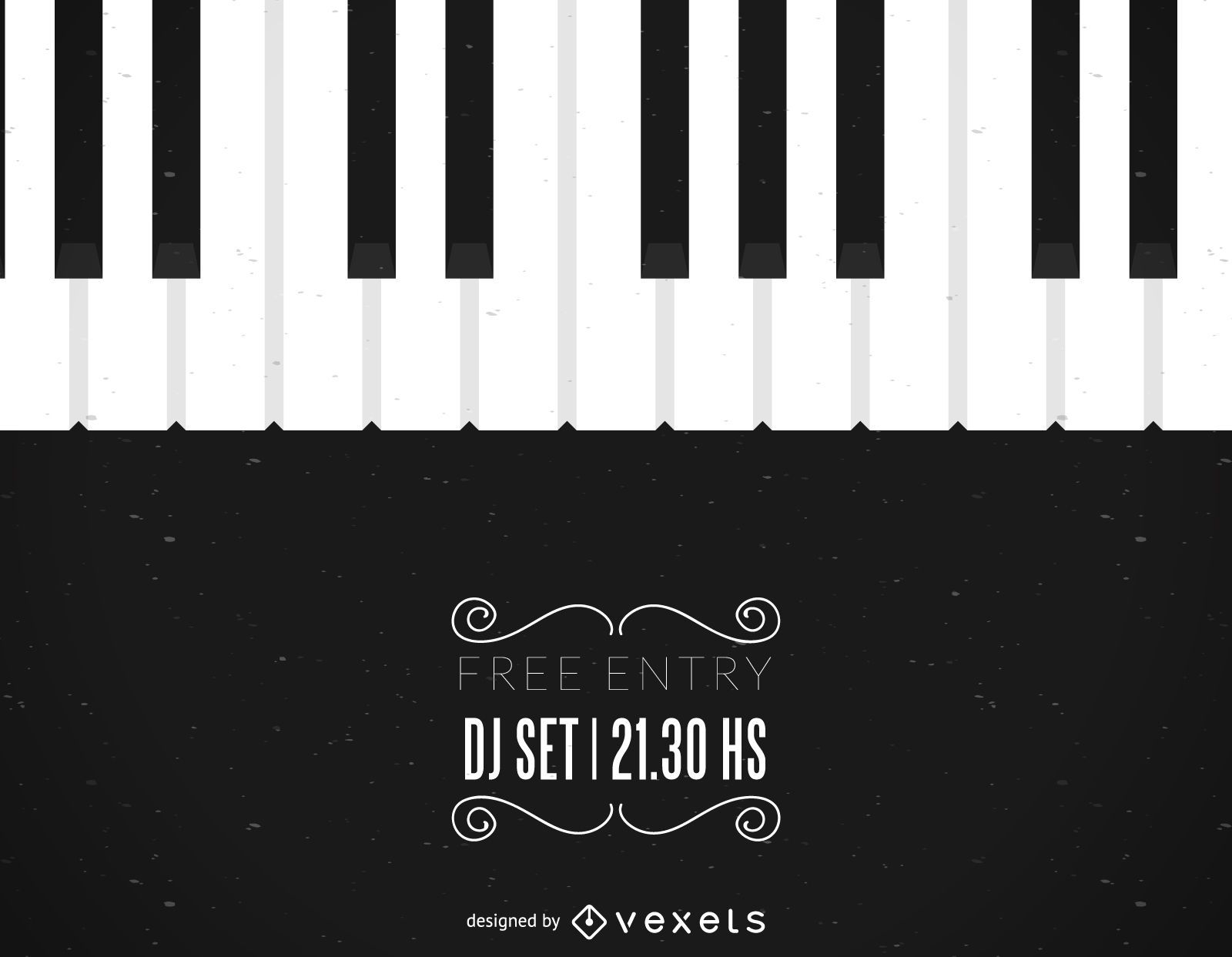 Music flyer with piano illustration
