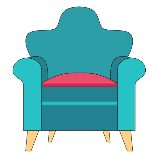 Rolled arm chair cartoon - Transparent PNG & SVG vector file