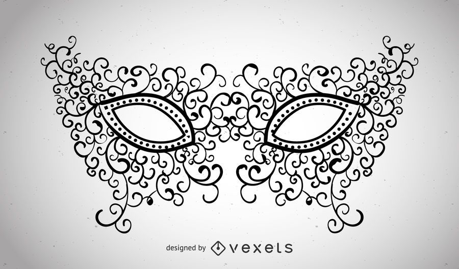 Illustrated carnival mask with swirls Illustrated carnival mask with swirls