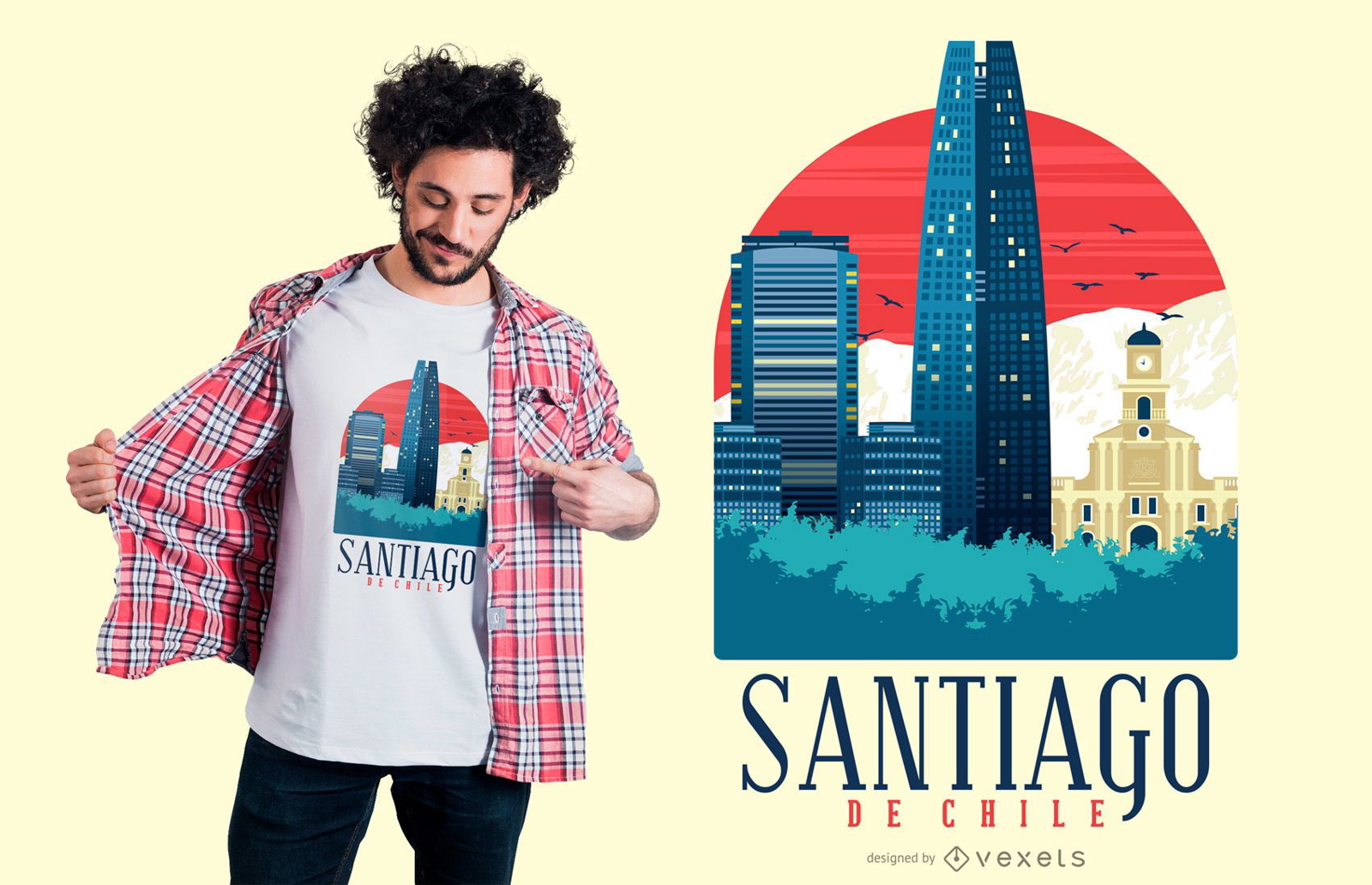 Diseño de camiseta del horizonte de Santiago de Chile.