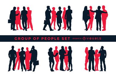 Silhouette Satz von Gruppen von Menschen