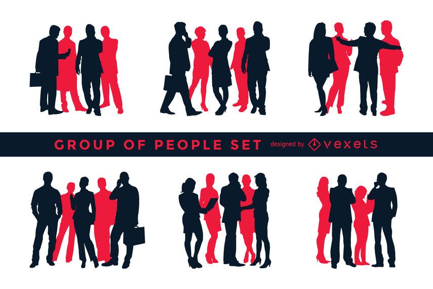 Silhouette set of groups of people Silhouette set of groups of people