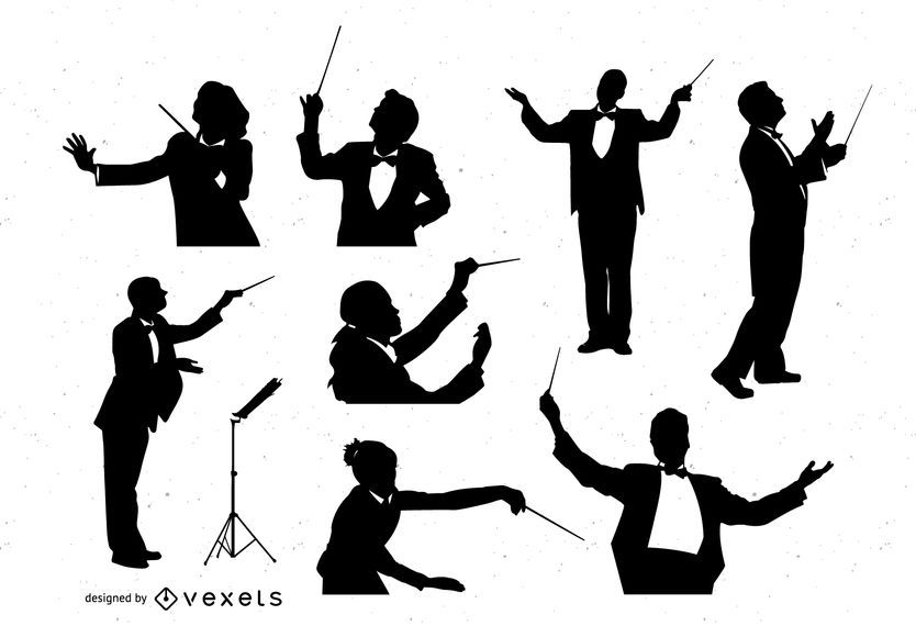 Orchestra Conductor Silhouette Set - Vector Download