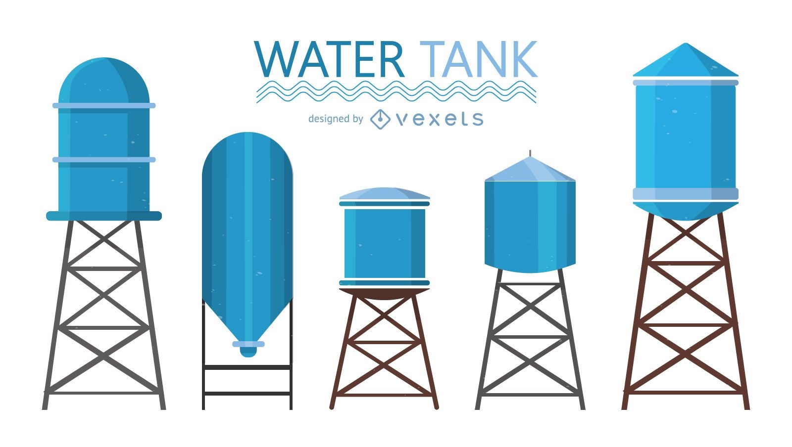 Blue water tank illustrations