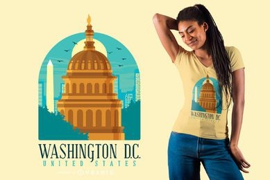Design de camiseta plana com o horizonte de Washington