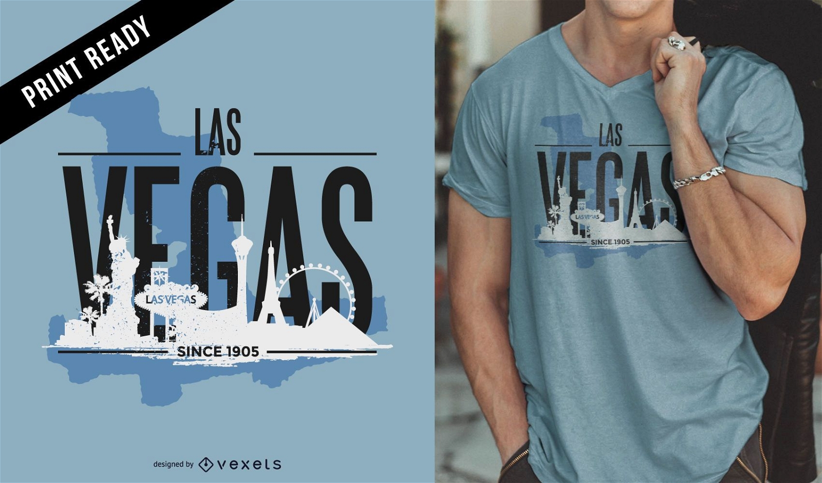 Design de camiseta com o horizonte de Las Vegas
