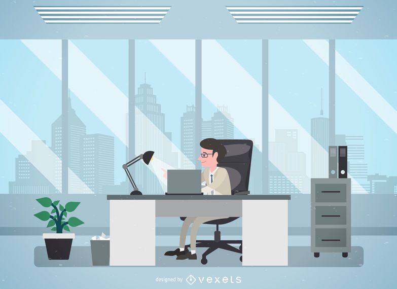 Mann in der Büroillustration Mann in der Büroillustration