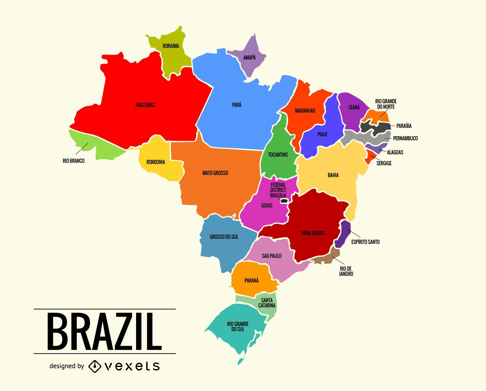 Colorido mapa de Brasil