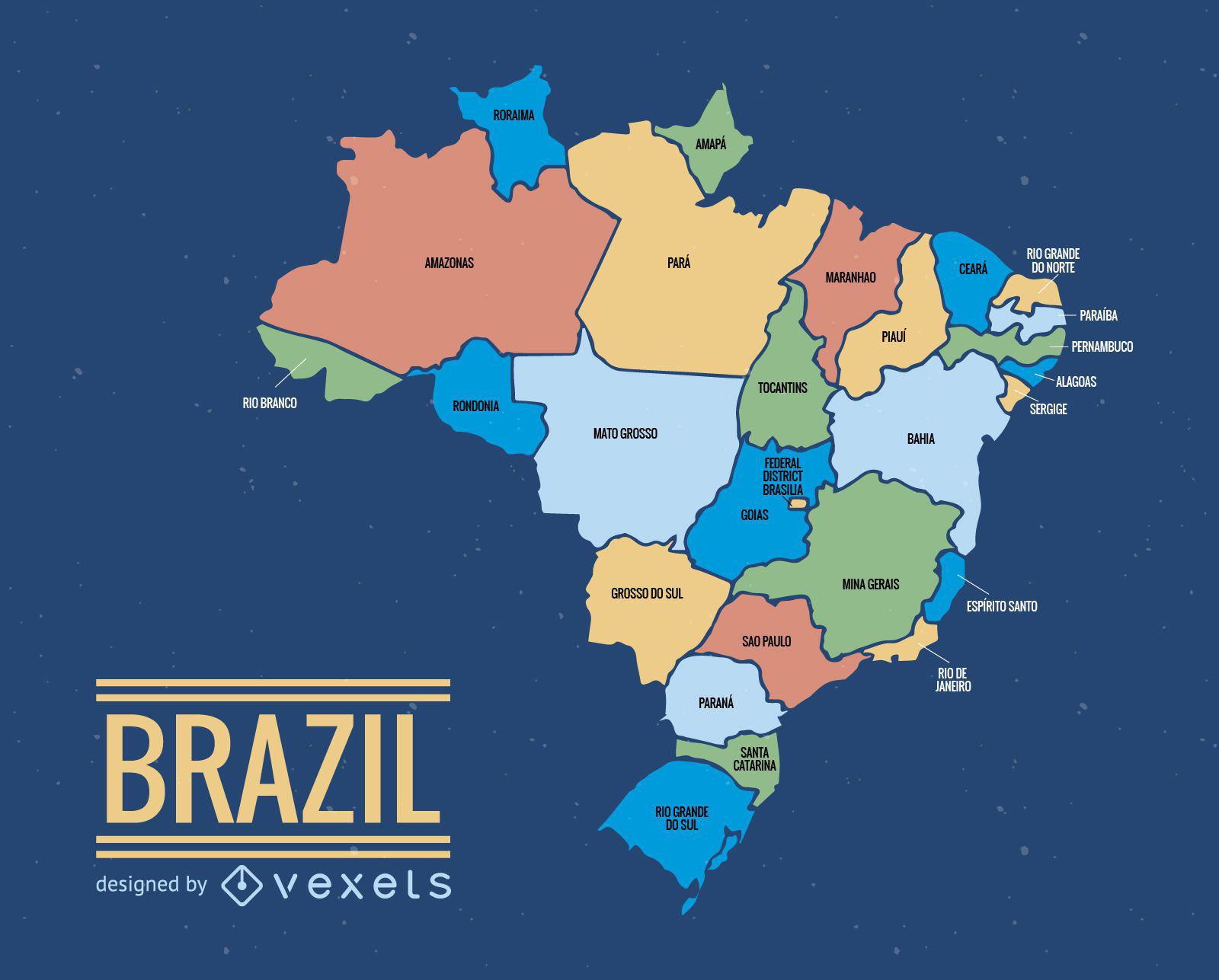 Descarga Vector De Ilustración De Mapa De Brasil