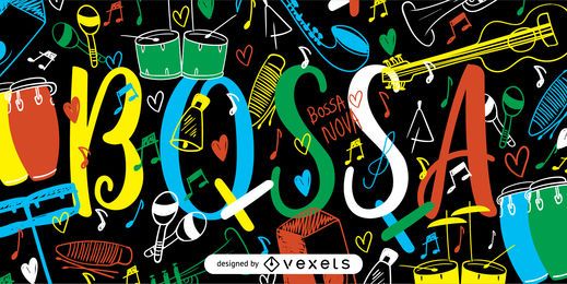 Coloful Bossa Nova lettering illustration