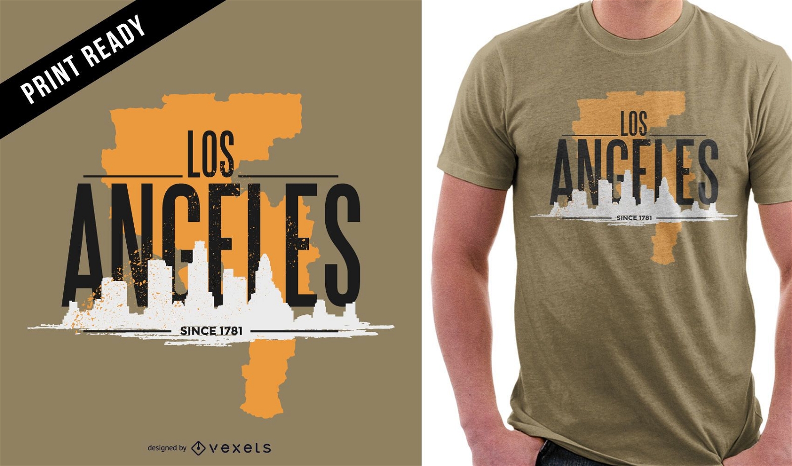 Los Angeles rugged t-shirt design