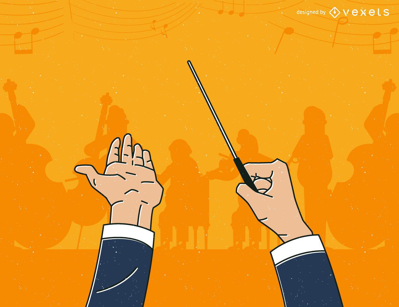 Illustrated orchestra conductor
