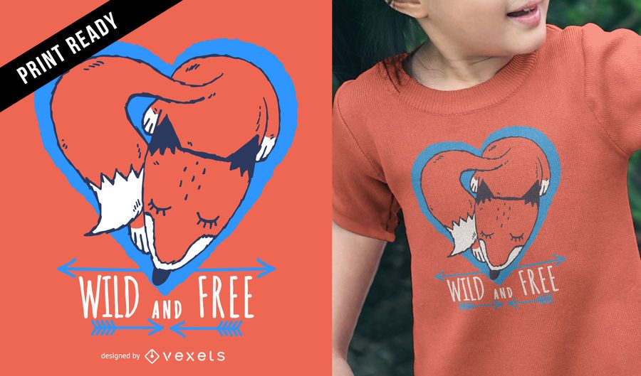 Illustrated fox kid t-shirt design Illustrated fox kid t-shirt design