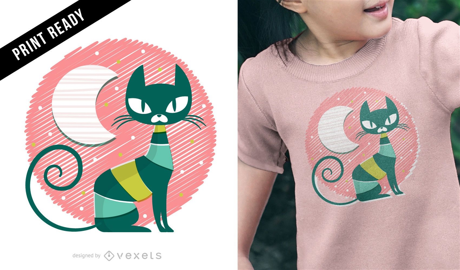 Design de t-shirt de gato infantil