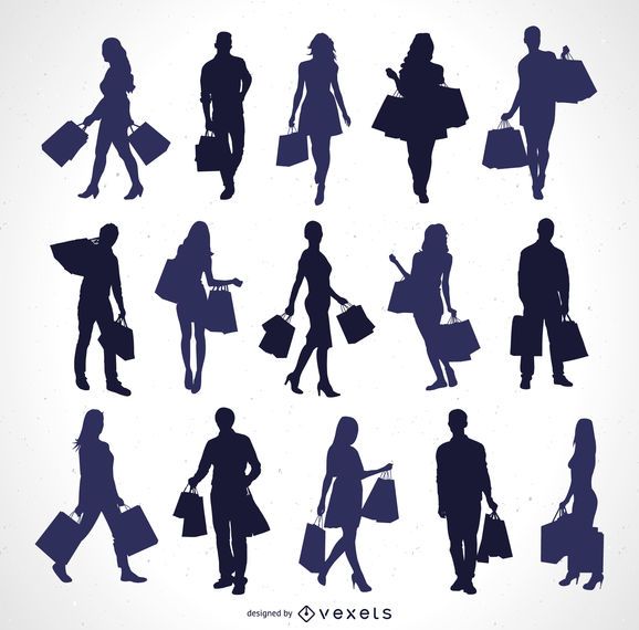 Silhouettes of people with shopping bags Silhouettes of people with shopping bags