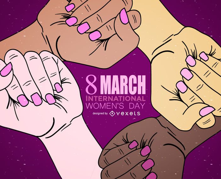 Ilustração de mãos do Dia Internacional da Mulher Ilustração de mãos do Dia Internacional da Mulher
