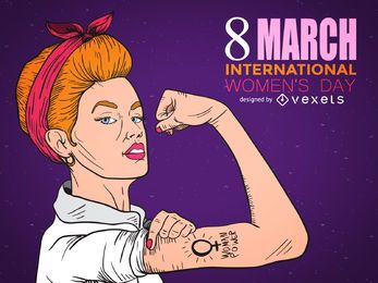 Ilustração de Rosie do dia internacional da mulher Ilustração de Rosie do dia internacional da mulher